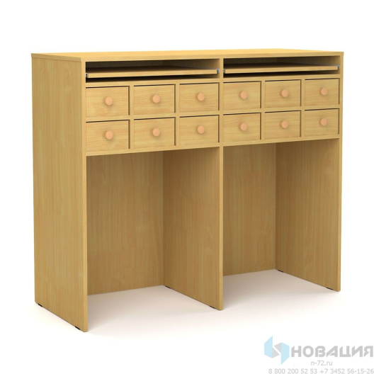 Шкаф картотечный односекционный (12 ячеек), 1232х500х1050 мм